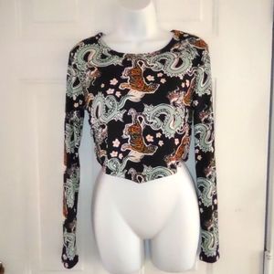 Just Polly Long Sleeves Crop Top. Size L